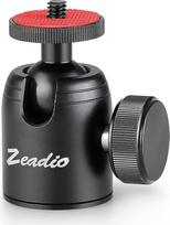 "Zeadio" mini trikojo galvutės rutulinė galvutė, 360° pasukama metalinė rutulinė galvutė su 1/4 ir 3/8 sriegio skylėmis, skirta LED apšvietimui, monitoriui, lempos trikojui, fotoaparatams, DSLR, monopodui, slankmačiui ir kt.