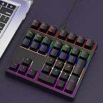 "Zunate" mechaninė skaičių klaviatūra, 34 klavišai, laidinė USB-C skaitmeninė klaviatūra, RGB apšvietimas, mėlyni jungikliai, nešiojamojo kompiuterio klaviatūra, skirta nešiojamiesiems kompiuteriams, skirta laimėti (juoda)