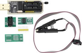1 rinkinys CH341A 24/25 serijos EEPROM Flash BIOS USB programatorius su SOIC8 SOP8 adapterio moduliu, skirtu pagrindinei plokštei, LCD skydeliui programuoti