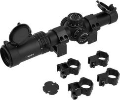 1-6X24 taktinis optinis taikiklis Antrasis židinio lygmuo SFP Visiškai padengtas aliuminis Atsparus smūgiams su nemokamais 20 mm Picatinny ir 11 mm Dovetail žiedais medžioklei