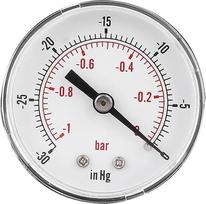 1/8 BSPT vakuumo matuoklis, -1-0bar -30-0inHg 2x1.8x1.8in vakuuminio slėgio matuoklis vandens alyvos oro slėgio bandymui