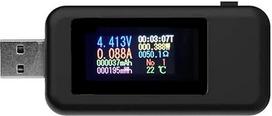 10 in 1 DC Typ-C Farbdisplay USB-Tester 0-5A Strom 4-30V Spannung USB-Ladegerät-Tester Leistungsmesser Mobile Batterie(USB-Black)