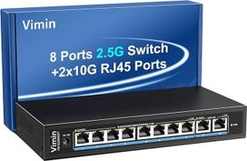 10 prievadų 10G/2,5G Ethernet komutatorius su dvigubu 10GBASE-T, "Vimin" 8x 2,5G + 2 x 10Gb RJ45 prievadų nevaldomas komutatorius, 80Gb/s talpa, 10G komutatorius, skirtas NAS, kompiuteriui, prieigos taškui