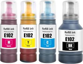 102 rašalas, suderinamas su Epson 102 EcoTank ET-2700 ET-2750 ET-2751 ET-2756 ET-2850 ET-2850 ET-2851 ET-2856 ET-3700 ET-3750 ET-3850 ET-4750 ET-4750 ET-4750 ET-4750 ET-4750 ET-4750 ET-47504850 ET-4856 ET-15000 spausdintuvui (BK/C/M/Y)