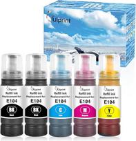 104 rašalo pakuotės, suderinamos su Epson ET-2820 ET-2710 ET-2720 ET-2815 ET-2810 ET-2826 ET-1810 ET-2711 ET-2712 ET-2715 ET-2714 ET-2721 ET-2722 6 ET-4800 (2Bjuoda, 1C, 1M, 1Geltona)