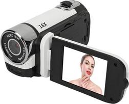 1080P skaitmeninis fotoaparatas, 16 MP vaizdo kamera su 2,4 colio pasukamu ekranu, 16x priartinimo HD vaizdo įrašymo įrenginys su užpildymo šviesa, įmontuota vaizdo kameros baterija (balta)
