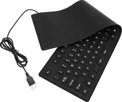 109 klavišų sulankstoma silikoninė USB klaviatūra su kabeliu, vandeniui atspari lanksti susukama klaviatūra, nešiojama ir tyli, skirta staliniam nešiojamajam kompiuteriui, namų biurui (juoda)
