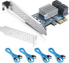 10Gtek 4 prievadų PCIe SATA kortelė 6Gb/s SATA3.0 valdiklis X1 + 4 prievadų PCI-e X1