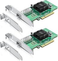 10Gtek [2 pakuotės] 10GbE PCIE tinklo kortelė "Intel X520-DA1", 82599EN lustas, viengubi SFP+ prievadai, 10Gb PCI Express x8 LAN adapteris, 10Gb tinklo kortelė "Windows Server/Linux/VMware