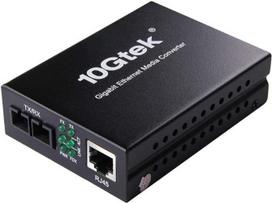 10Gtek® Gigabit Media Converter, 10/100/1000Base-Tx į 1000Base-LX vienmodį SC pluoštą, iki 20 km, su Europos standarto maitinimo adapteriu