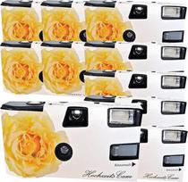 10x PHOTO PORST Vienkartiniai vestuviniai fotoaparatai / Geltonos rožės (fotoaparatai 27 Nuotraukos Blykstė 10 Pack) ...
