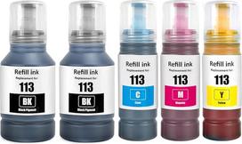 113 pigmentinis rašalas, suderinamas su Epson 113 rašalo kasetėmis, skirtomis ET-5850 ET-16600 ET-5150 ET-5170 ET-5150 ET-16650 ET-15000 ET-5100 ET-5800 ET-58800 ET-16 150 (5 pakuotės 2bk/c/m/y)