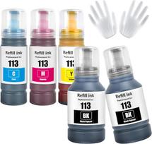 113 rašalo pakuotė, suderinama su Epson EcoTank ET-5150 ET-5160 ET-5170 ET-5800 ET-5850 ET-5880 ET-16150 ET-16600 ET-16650 ET-16680 Pro ET-5800 ET-5855 0 ET-5880 ET-15000 spausdintuvu (BK*2/C/M/Y)
