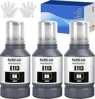 113 pigmentinis rašalas, suderinamas su Epson 113 rašalo kasetėmis, skirtomis ET-5850 ET-16600 ET-5150 ET-5170 ET-5150 ET-16650 ET-15000 ET-5100 ET-5800 ET-58800 ET-16 150 (3 pakuotės, 3 x juodos spalvos)