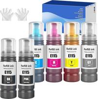 115 rašalas suderinamas su "Epson" 115 rašalo kasetėmis, skirtomis "EcoTank" L8160 L8180 (6 pakuotės pigmentinių juodos/juodos/žydros/magentos/geltonos/pilkos spalvų)