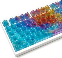 119keys klaviatūros klavišų dangteliai "Shine Through Clear Blue" klavišų dangtelių rinkinys, "Cherry" permatomi klavišų dangteliai, skirti "Cherry Gateron MX" jungikliams, mechaninei klaviatūrai