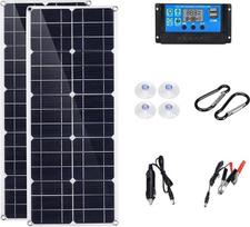 12 voltų / 24 voltų saulės kolektorių rinkinys 10 0 W / 200 W 100 A valdiklio saulės kolektorius Dvigubos 12 V / 5 V USB vandeniui atsparios saulės baterijos Poli saulės baterijos, skirtos automobilių jachtų RV akumuliatoriaus įkrovikliui, skirtam ne elek