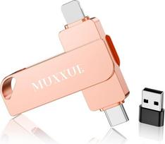 128GB atminties kortelė "iPhone" USB atmintinė be programos, MUXXUE 3 in 1 USB atmintinė "iPhone" Išorinė atmintis 1Phone 1Pad Android ir PC USB C atmintinė nuotraukoms, vaizdo įrašams ir failams