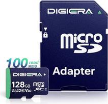 128GB CT100 microSDXC UHS-I atminties kortelė su adapteriu - iki 100MB/s, C10, U3, V30, Full HD, A2, Micro SD kortelė išmaniesiems telefonams, planšetiniams kompiuteriams, fotoaparatams, žaidimų konsolėms ir dronams (pakuotė po 1 vnt.)