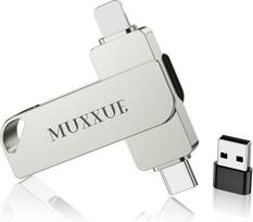 128GB USB atmintinė "iPhone" atminties kortelė be programos, MUXXUE 3 in 1 atminties kortelė "iPhone" išorinė atmintis 1Phone 1Pad Android ir PC USB C atmintinė nuotraukoms, vaizdo įrašams ir failams