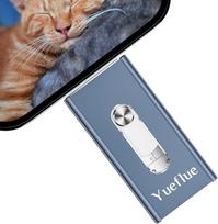 128GB USB atmintinė "iPhone", 3 in 1 USB atmintinė "iPhone" išorinei atminčiai, saugokite daugiau nuotraukų ir vaizdo įrašų. Atminties kortelė i0S/Pad/Android/PC (mėlyna)
