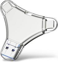 128GB USB atmintinė telefonui, išorinė atsarginė nuotraukų / vaizdo įrašų kopija be programos, 4 in 1 USB C atmintinė telefonui / nešiojamajam kompiuteriui / "Android" / asmeniniam kompiuteriui.