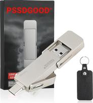 128GB USB-C atmintinė, greitas 550MB/s 2-in-1 išorinis SSD kietasis diskas, C + A tipo USB 3.2 Gen2 SSD kietasis diskas išorinis, atminties kortelė iPhone 15/16/17/Android Phone/Tablet/Windows/Mac