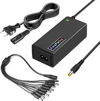 12V 5A CCTV kameros maitinimo šaltinis, 100V-240V kintamosios srovės į nuolatinės srovės maitinimo adapteris su 1-8 skirstytuvo kabeliu, tinkamas "Samsung Q-See Swann Annke" kameros apsaugos kameroms DVR/NVR sistemai (maks. 60 W)