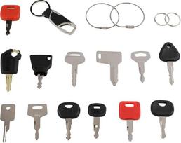 13-teiliges Zündschlüssel-Set für Yanmar, JBC, Volvo, Caterpillar, Kubota, Lieberr, Takeuchi, für LYNX Baumaschinen und Traktoren mit Schlüsselanhänger und Aufbewahrungskoffer