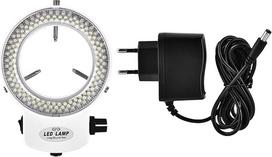 144 LED žiedinės šviesos šaltinis Mikroskopai Stereomikroskopai Reguliuojamas ryškumas Mikroskopo kameros žiedinė lempa Pramoniniai priedai su maitinimo šaltiniu (baltas ES kištukas)