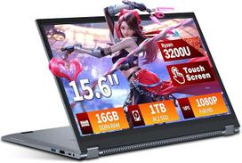 15,6 colių "2-in-1" žaidimų nešiojamasis kompiuteris su jutikliniu ekranu, "Ryzen R3-3200U" procesoriumi, 16GB RAM ir 512GB SSD (16GB RAM + 1 TB SSD)