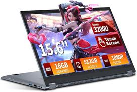15,6 colių "2-in-1" žaidimų nešiojamasis kompiuteris su jutikliniu ekranu, "Ryzen R3-3200U" procesoriumi, 16GB RAM ir 512GB SSD (16GB RAM + 512GB SSD)