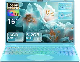 16 colių FHD nešiojamasis kompiuteris žalias, 512GB SSD, 16GB DDR4 RAM, keturių branduolių N95 procesorius iki 3,4 GHz (Beat N5095 N4120), veido atrakinimas, spalvota klaviatūra, HDMI, USB 3.0, C tipo, WLAN, 5000 mAh nešiojamasis kompiuteris