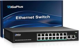 18 prievadų 10Gb nevaldomas PoE Ethernet komutatorius su 16*2,5G Base-T PoE prievadais, 2*10G RJ45 prievadais. 120Gb/s komutavimo pajėgumas, "GiGaPlus" 10Gb/s tinklo komutatorius, skirtas 2,5G/10Gb/s NAS/PC, "WiFi6" maršrutizatoriui, belaidžiam prieigos
