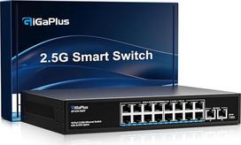 18 prievadų 10Gb nevaldomas Ethernet komutatorius su 16*2,5G Base-T prievadais, 2*10G RJ45 prievadais. 120Gb/s komutavimo pajėgumas, "GiGaPlus" 10Gb/s tinklo komutatorius, skirtas 2,5G/10Gb/s NAS/PC, "WiFi6" maršrutizatoriui, belaidžiam prieigos taškui