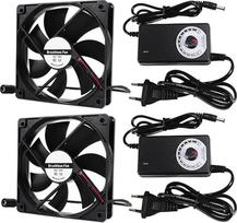 2 komplektai 120 mm x 25 mm 110 V 220 V kintamosios srovės aušinimo ventiliatorius su greičio reguliatoriumi nuo 3 V iki 12 V, 1225 kintamosios srovės 115 V 120 V 220 V 240 V, skirtas aušinimo vėdinimo išmetimo projektams, imtuvui DVR Playstation Xbox kom