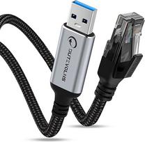 2 m ilgio USB A-Eterneto kabelis, A tipo 3.0 vyriškos lyties su RJ45 vyriškos lyties nailoninis kabelis, tiesiogiai jungiamas prie gigabitinio tinklo, suderinamas su nešiojamaisiais kompiuteriais, staliniais kompiuteriais, komutatoriais, "Windows 10" ir "