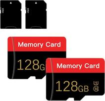 2 mikro atminties kortelių pakuotė 128GB su adapteriu, C10/UHS-I/A1, "TransFlash" kortelė, TF kortelė planšetiniam kompiuteriui/išmaniajam telefonui/spausdintuvui/asmeniniam kompiuteriui/žaidimų pulteliui/fotoaparatui (raudona, 128GB*2-S2)