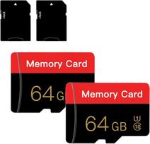 2 mikro atminties kortelių pakuotė 64GB su adapteriu, C10/UHS-I/A1, "TransFlash" kortelė, TF kortelė planšetiniam kompiuteriui/išmaniajam telefonui/spausdintuvui/asmeniniam kompiuteriui/žaidimų pulteliui/fotoaparatui (raudona, 64GB*2)