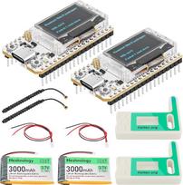 2 pakuotės "ESP32 Lora V3" modulio plokštė su 3000 mAh akumuliatoriaus rinkiniu - su 915 MHz antena ir "SX1262 Lora V3" korpusu, skirta "Meshtastic AR Duino Lorawan IoT