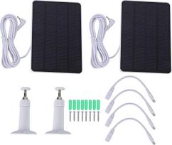 2 pakuotės 10 W saulės baterijų skydelis, tinkamas žiedinėms apsaugos kameroms, IP65 vandeniui atsparus, nuolatinės srovės, USB-C ir mikro USB prievadai, saulės baterijų įkrovimo skydelis su kabeliu