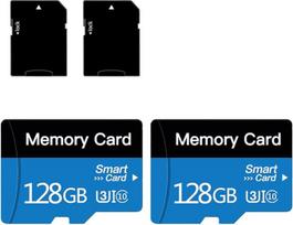 2 pakuotės 128GB "MicroSD" atminties kortelė su adapteriu, 10 klasės, UHS-I, U1, A1, skirta išmaniesiems telefonams, dronams, prietaisų kameroms [128GB*2]