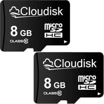 2 pakuotės po 8GB talpos MicroSD atminties kortelės MicroSD 10 klasės atminties kortelė su SD adapteriu (2 pakuotės po 8GB)