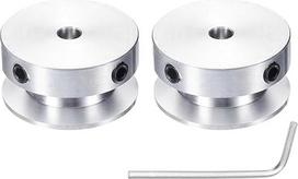 2 vienetų vieno griovelio skriemulys, 5 mm fiksuota skylė, 30 mm OD aliuminio lydinio mechaninis skriemulys su šešiakampiu veržliarakčiu 6 mm PU apvaliam diržui