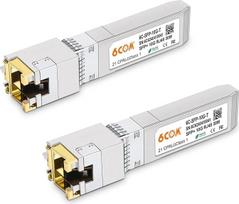 2 vnt. 10G SFP+ RJ45 varinio modulio, 10GBase-T SFP+ į RJ45 siųstuvą, CAT6A/CAT7, 30 m, keičiama karštuoju režimu, suderinamas su "Cisco SFP-10G-T-S/Ubiquiti UF-RJ45-10G/MikroTik S+RJ10/D-Link
