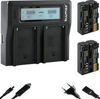 2 x "Blumax" baterija, suderinama su "Sony NP-FM500H" 2040 mAh + LCD dvigubas įkroviklis NP-FM500 NP-FM55H, skirta "Sony Alpha 99" - A77 A99 II - DSLR A850 A900 - VG-C99AM