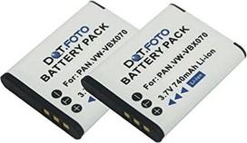 2 x "Panasonic" VW-VBX070, VW-VBX070E-W PREMIUM atsarginė įkraunama vaizdo kameros baterija iš Dot.Foto - 3,7 V / 740 mAh - 2 metų garantija - "Panasonic" HX-DC1, HX-DC10, HX-DC15, HX-DC2, HX-DC3, HX-WA10