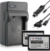 2 x akumuliatorius + įkroviklis (maitinimo tinklas + automobilis) Suderinamas su Samsung ED-BP1030, BP1130, skirtais Samsung NX200, N21, NX300, NX1000, NX1100, NX2000 [Li-Ion - 850 mAh - 7,4 V]