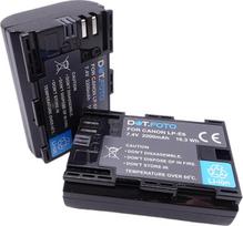 2 x Dot.Foto LP-E6 Premium didelės talpos 7,4 V / 2200 mAh baterija, skirta "Canon EOS R R5 5D Mark II 5D Mark III 5DS R 6D 6D 6D Mark II 7D 7D Mark II 60D 60Da 70D 80D 90D