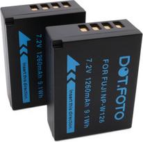 2 x Dot.Foto NP-W126, NP-W126s Premium 7,2 V / 1260 mAh akumuliatorius Fujifilm
